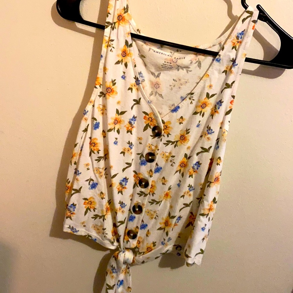 American eagle floral crop tank